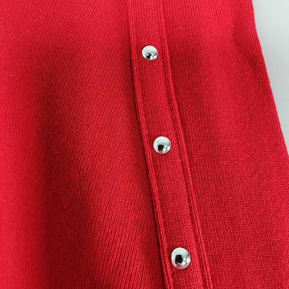 Rafaella Women 2 Piece Knit Cardigan Tank Set Studded 3/4 Sleeve Red Size Large - Picture 7 of 14